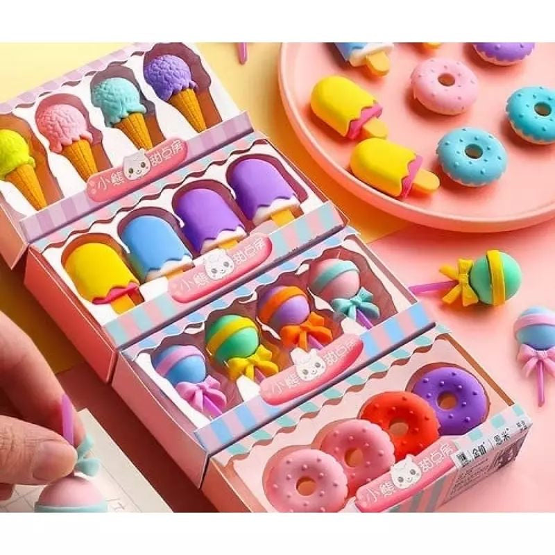 Quirky Eraser set (pack of 4 eraser) (1 box) Stapleberry