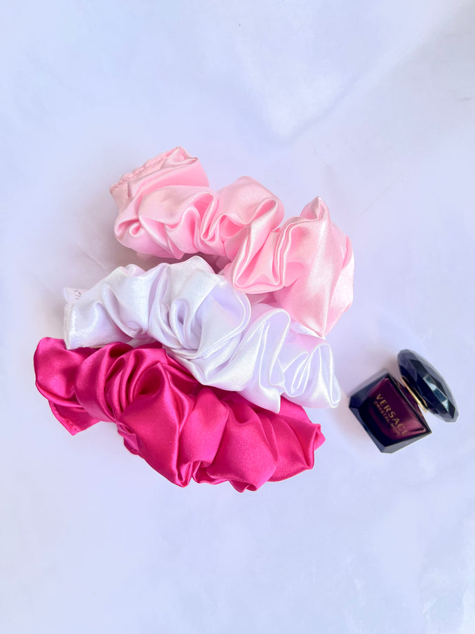 Pretty in pink combo | pink blush scrunchie | Set of 3 scrunchies