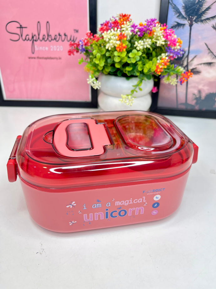 Unicorn lunchbox with mobile stand | with 10 in 1 pen & spork