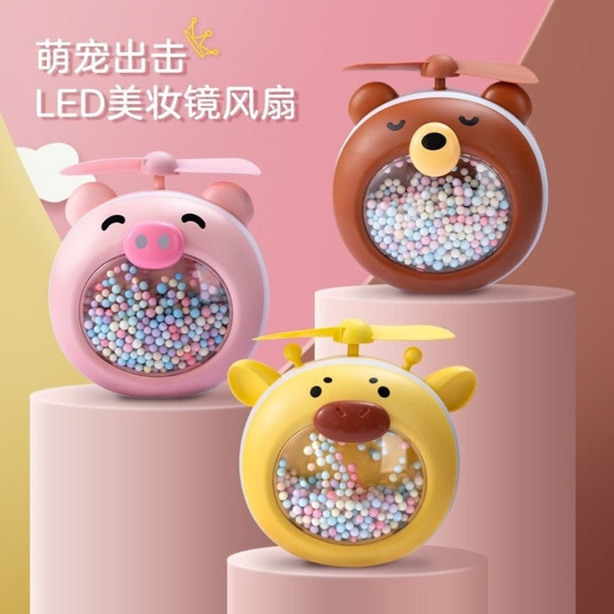Kawaii LED Mirror Fan | Makeup LED mirror fan (1pc) | Cable Operated