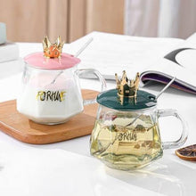 Load image into Gallery viewer, Crown Mug | Crown glass mug w plastic lid (1pc)
