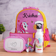 Load image into Gallery viewer, Reversible School Bag Combo Set | Reversible School Bag with Pouch Set | Reversible Bag with full combo set
