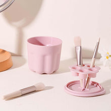 Load image into Gallery viewer, Makeup brush holder with silicon cleaner | Makeup Silicon Cleaner with holder
