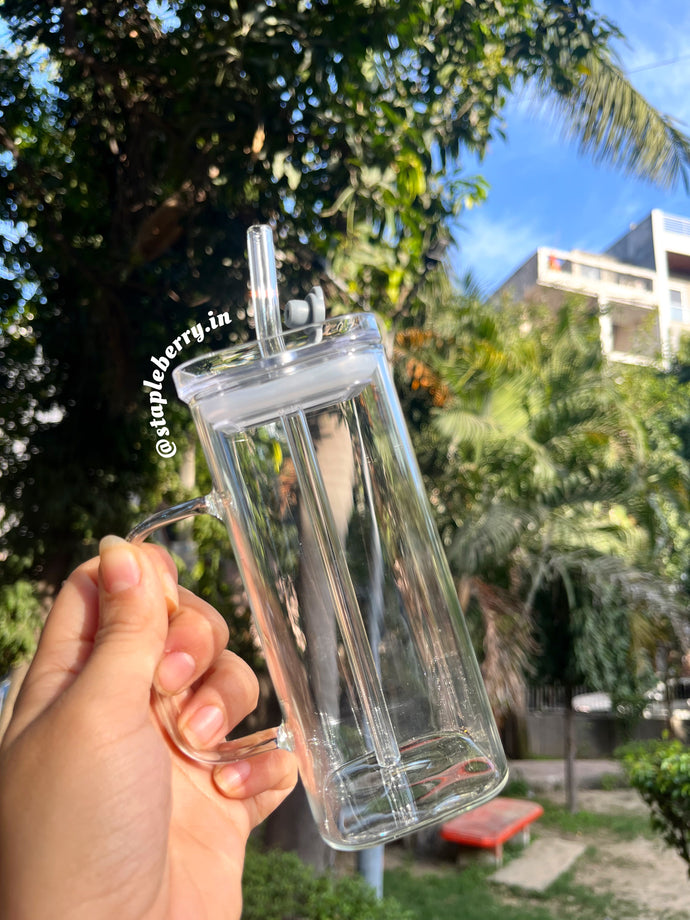 Big Glass Jar Tumbler with Straw | Pinteresty Glass Tumbler