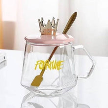 Load image into Gallery viewer, Crown Mug | Crown glass mug w plastic lid (1pc)
