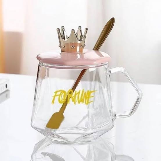 Crown Mug | Crown glass mug w plastic lid (1pc)