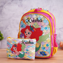 Load image into Gallery viewer, Reversible School Bag Combo Set | Reversible School Bag with Pouch Set | Reversible Bag with full combo set
