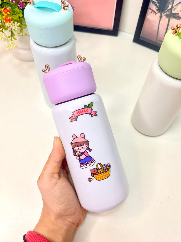 Kawaii Flask Bottle | Kawaii Bottle with stickers (1pc)