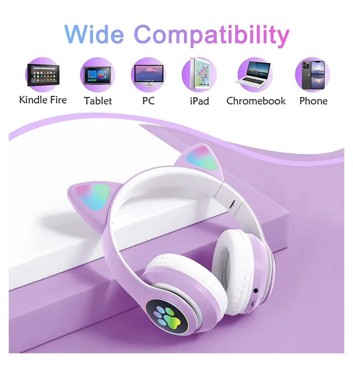 Cat Ear Headphones Wireless Cat Headphones