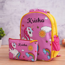 Load image into Gallery viewer, Reversible School Bag Combo Set | Reversible School Bag with Pouch Set | Reversible Bag with full combo set
