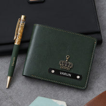 Load image into Gallery viewer, Wallet with pen set | High quality wallet with golden flakes pen
