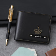 Load image into Gallery viewer, Wallet with pen set | High quality wallet with golden flakes pen
