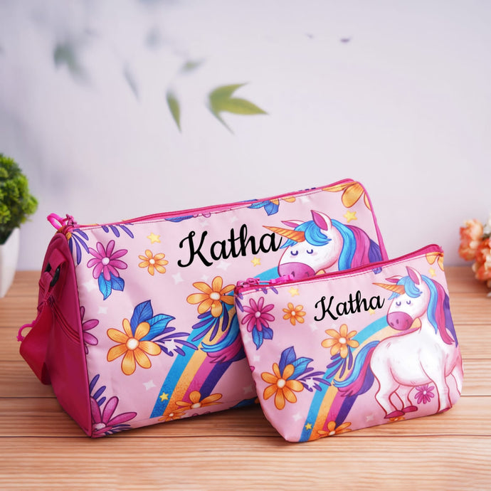 Premium Duffle Bag and Pouch Combo | Customised gifts | Kids combo | Personalised Gifts