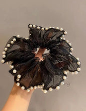 Load image into Gallery viewer, Big Pearl Scrunchie | Beautiful organza pearl scrunchie
