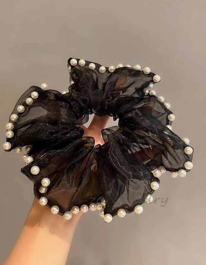 Big Pearl Scrunchie | Beautiful organza pearl scrunchie