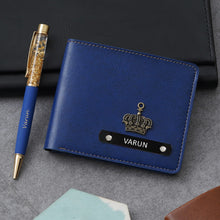 Load image into Gallery viewer, Wallet with pen set | High quality wallet with golden flakes pen
