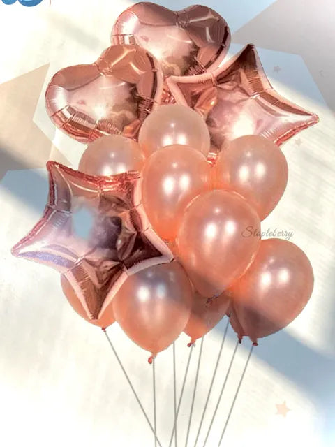 Set of 14 Rosegold Balloons