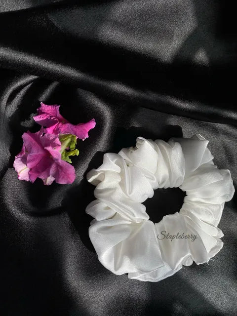 White Satin Scrunchie