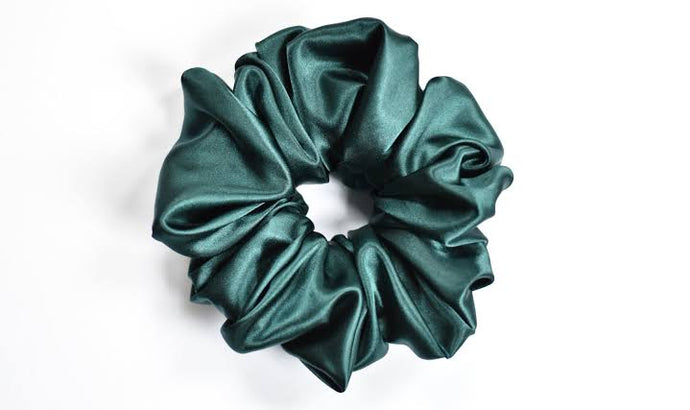 Dark green satin scrunchie