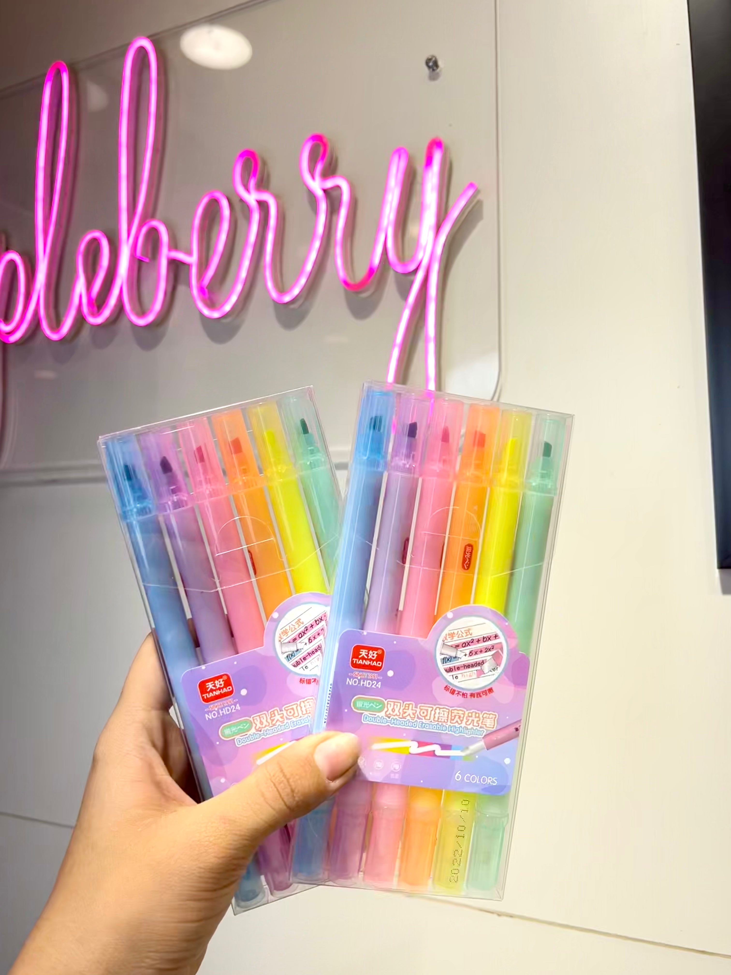 Dual Tip Highlighters (pack of 6) Erasable Highlighters Stapleberry