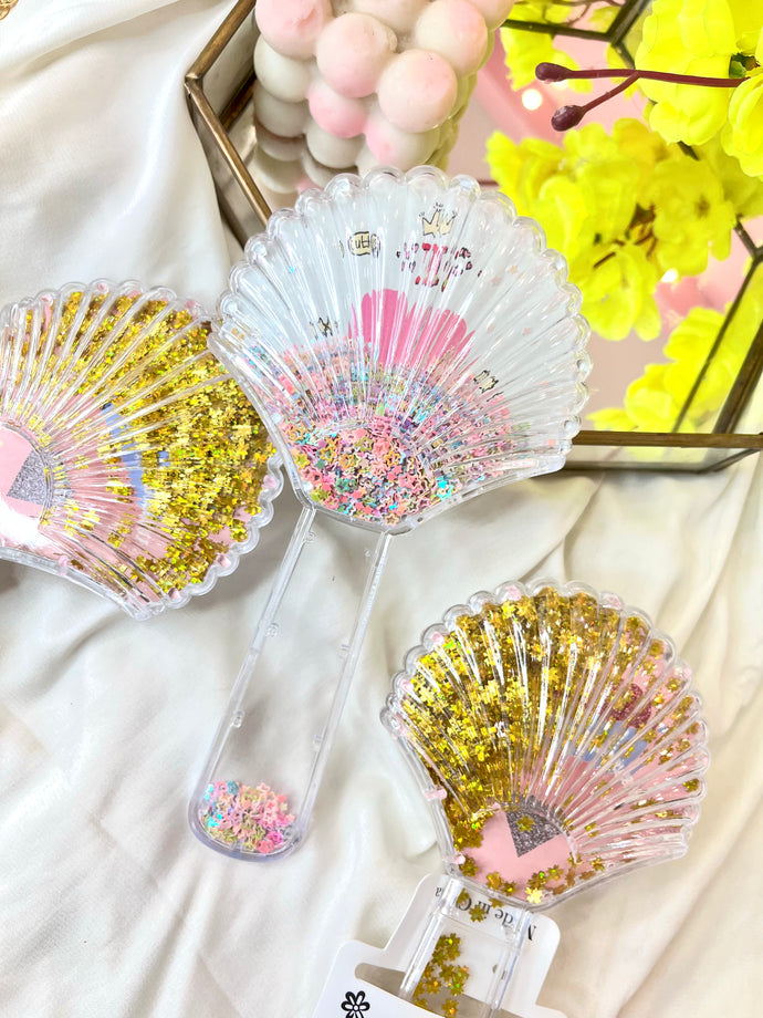 Shell glitter hair brush | glitter hairbrush (1pc)