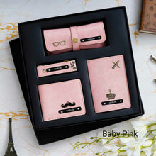 Load image into Gallery viewer, Customised 4 piece combo| Customised set for Men | Customised wallet passport cover specs case and keychain
