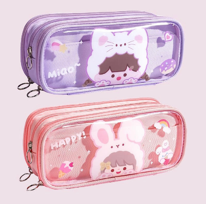 Pouch organiser (pink)| bunny three chain pouch
